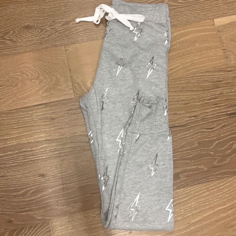 NEW Wildfox Jack Jogger Gray Lightning Bolt Sweat Pants
